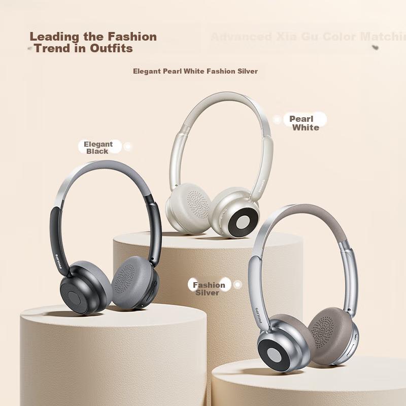 PHILIPS Retro Over-Ear Wireless Bluetooth Headphones Fashion Digital Wear Noise Cancelling Gaming Low