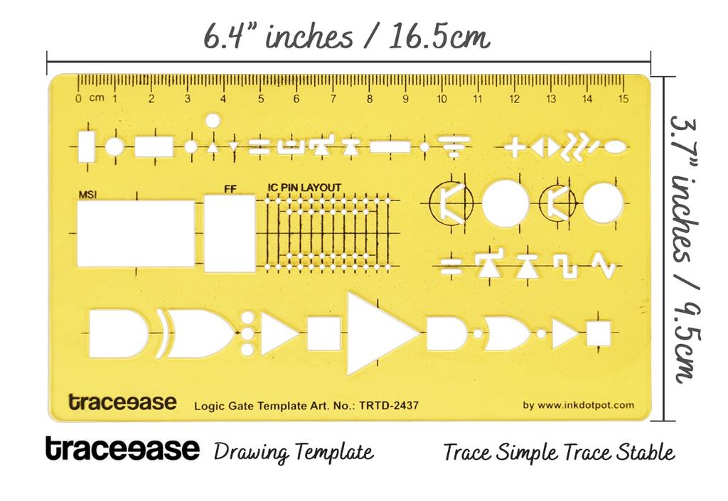 Traceease Elektrische Zeichnungsvorlage für Logikgatter, Zeichenschablone, Entwurfsvorlage, Messlineal