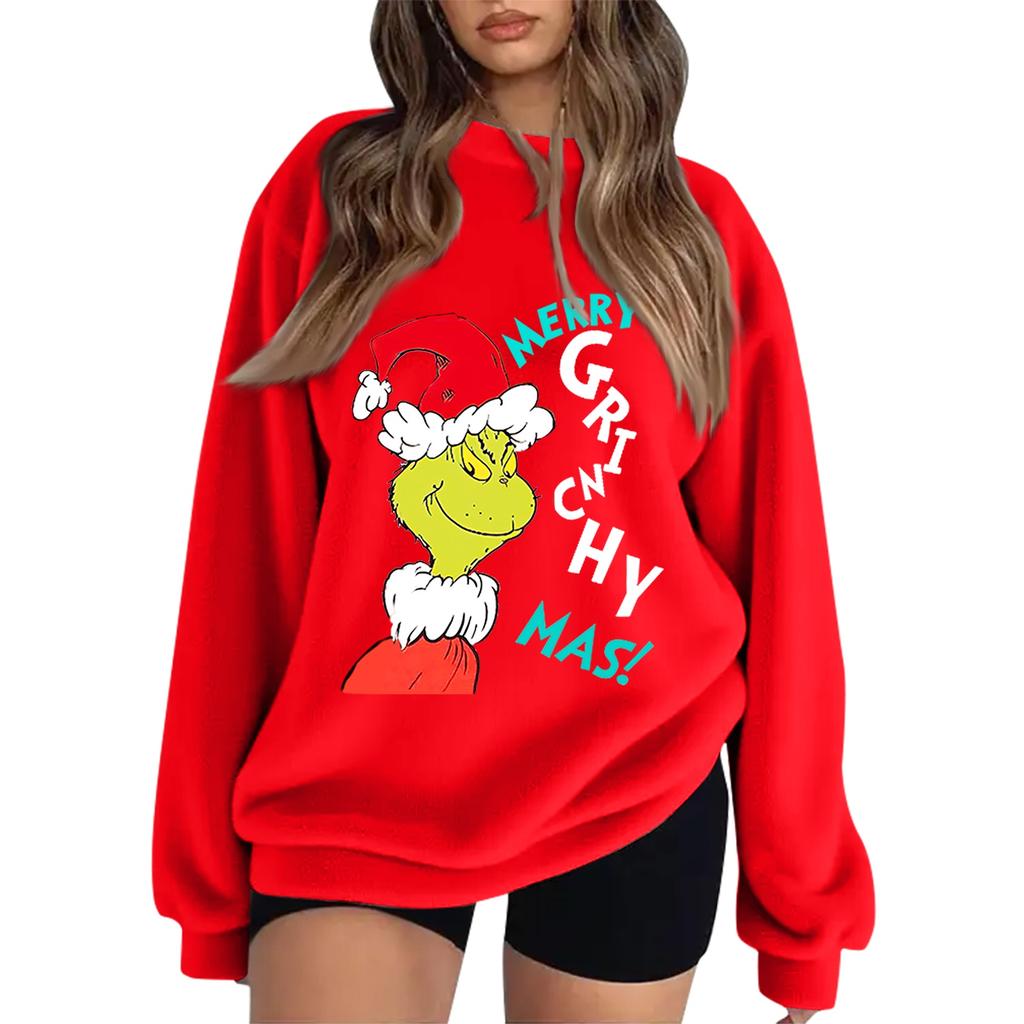 Women's Christmas Printed Flannel Sweatshirt Top