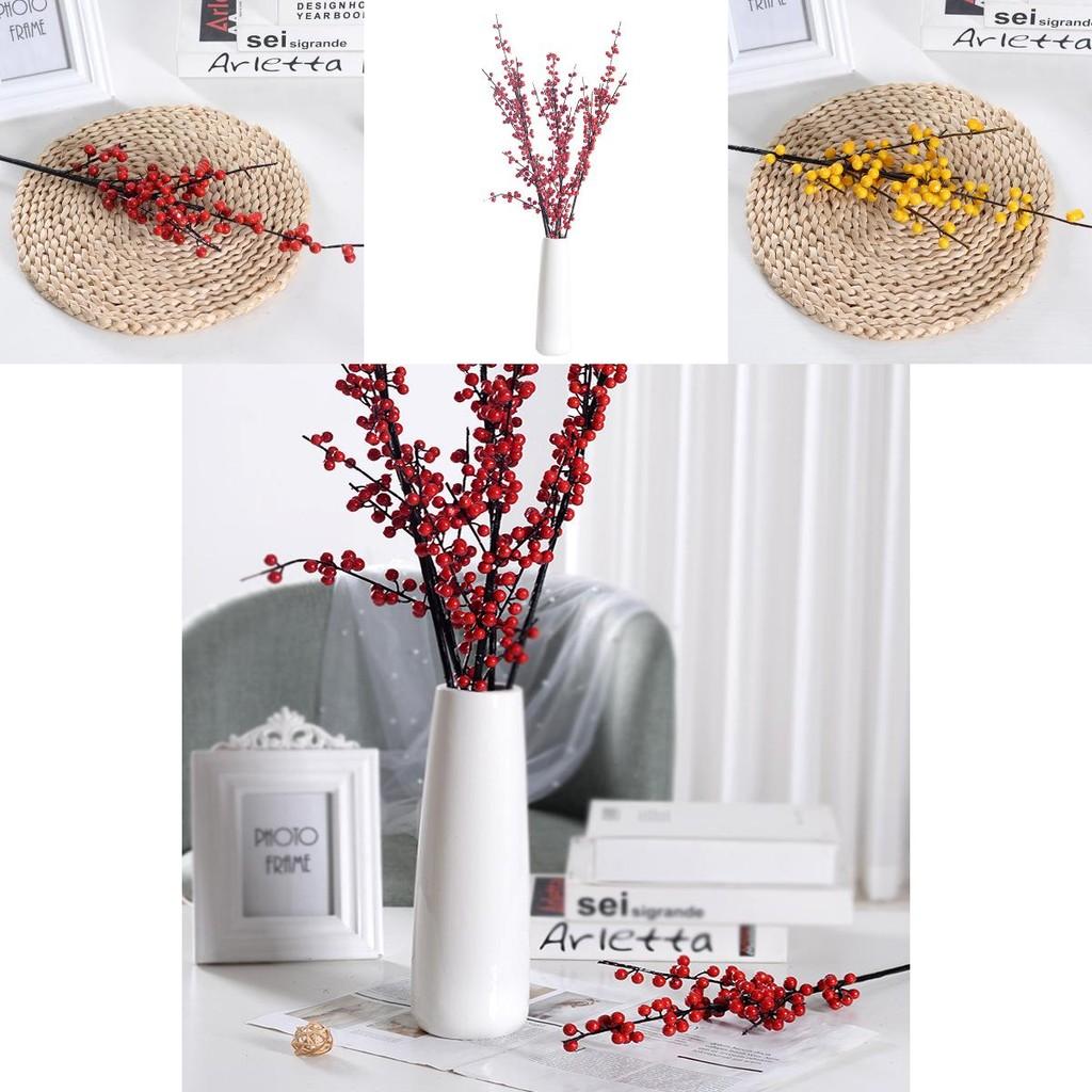 Faux Ilex Chinensis Berries Decor With Realistic Red And Yellow Fruits For Wedding And Photography Props