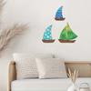 3 Pcs Summer Wood Sailboat Nautical Wall Decor Rustic Wall Hanging Sculpture Ocean Coastal Wall Art for Bathroom Living Room Lake House