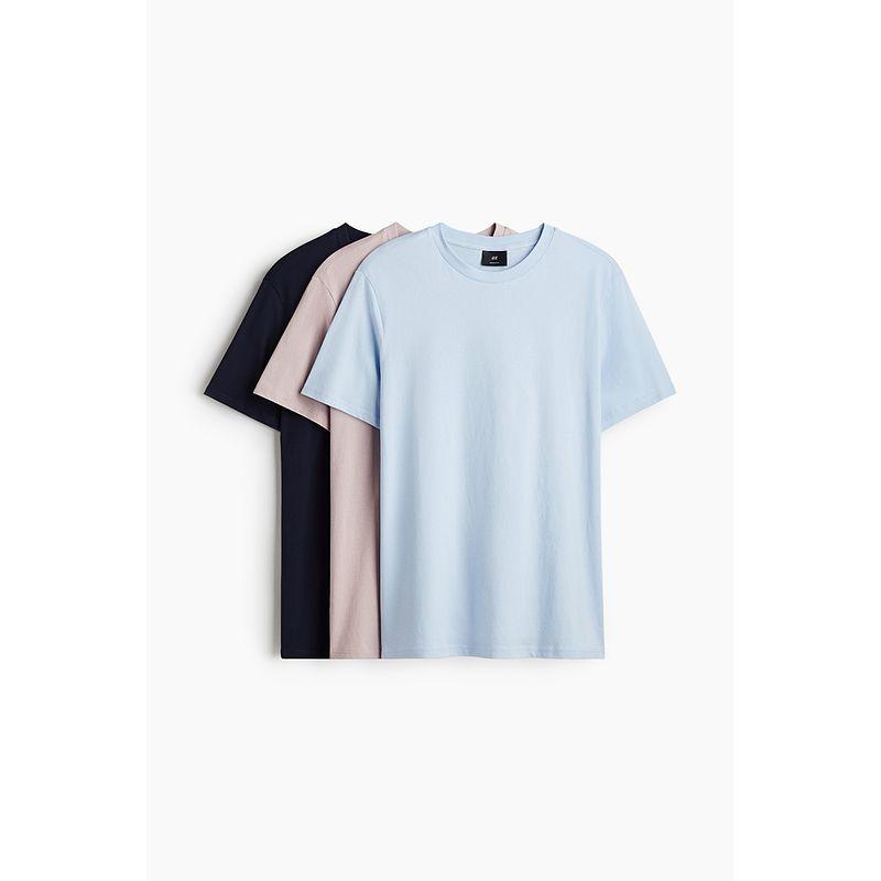 

HM Men s and Women s T-shirt 3 Pieces 2025 Summer New Arrival Pure Cotton Lightweight Couple round Neck Short Sleeve Tops 0945531