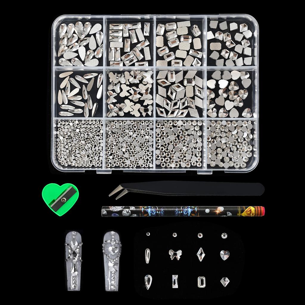 Professional Resin Rhinestones Nail Art Supplies 12Compartment For Customized Manicure And Pedicure Resin Nail Gems
