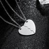 Personalized Stainless Steel Heart Puzzle Necklace - Engravable Pendant for Couples or Friends