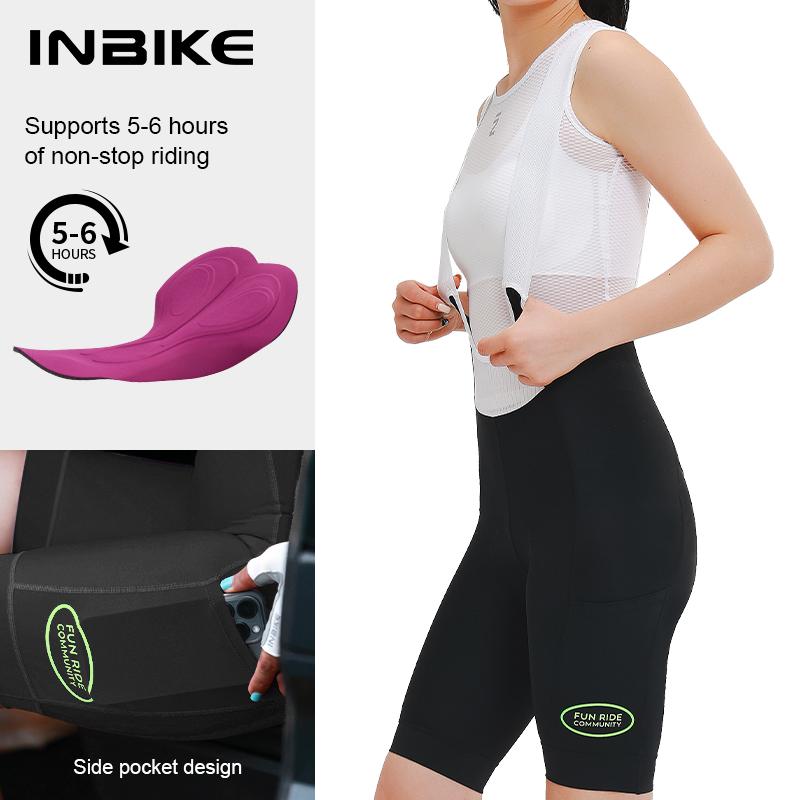 INBIKE Women's Cycling Bibs Pants High-waisted Summer Bike Shorts with Straps Shock Absorbing Bicycle Shorts MTB Cycling Clothes