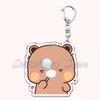Bubu Dudu Cartoon White and Grey Couple Bears Keychains Ring for Accessories Bag Pendant Key Chain Jewelry Fans Lovers Gifts