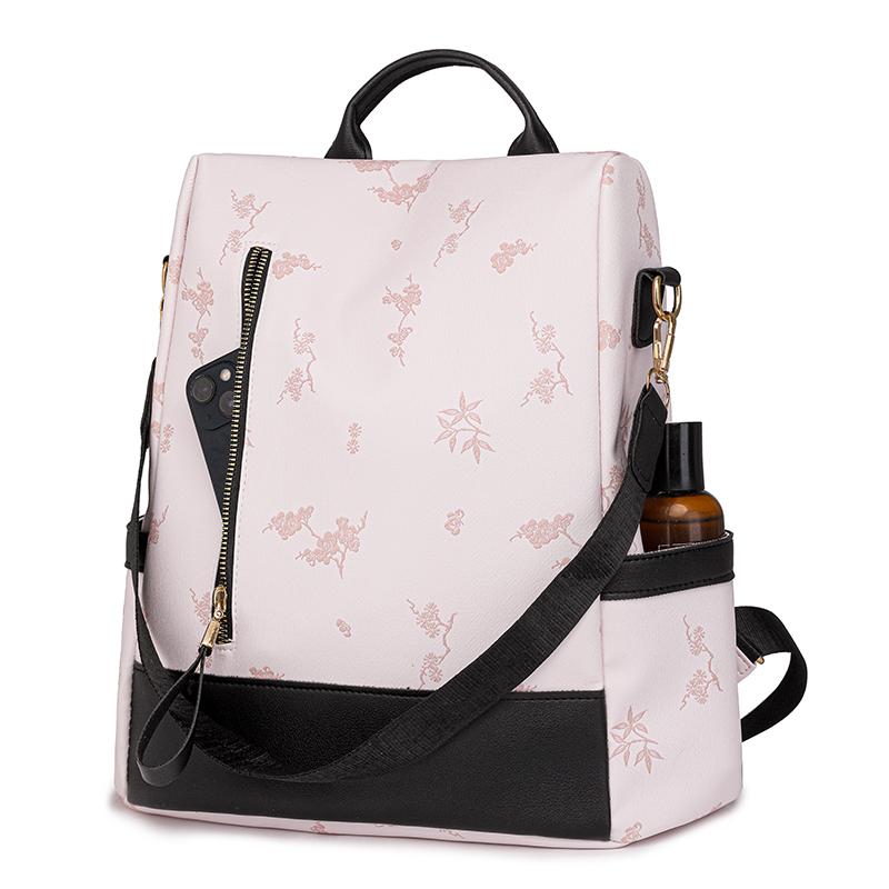 Rucsac din piele moale Geantă de călătorie de mare capacitate imprimată pentru femei