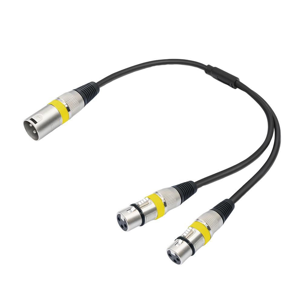 1.5ft/0.5m XLR Male To Dual XLR Female Y Splitter Mic Cable 3 Pin XLR Male To Dual XLR Female Patch Y Cable