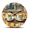 Kaffee-Liebhaber's Künstlerische Wanduhr, im Ölgemälde-Stil mit zwei Latte-Tassen-Design, Stille Runde Dekorationsuhr für Küche oder