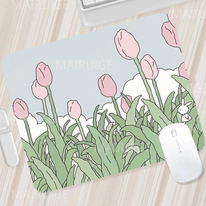 Green Small Mouse Pads Mouse Carpets Cute Desk Mats Kawaii Tulip Gaming Accessories Mouse Mat Gamer Surface for Computer Mouse