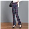 2024 Women's Slimming Plaid Micro-Flare Pants: Thickened, Elastic, Versatile Long Pants for Fall/Winter