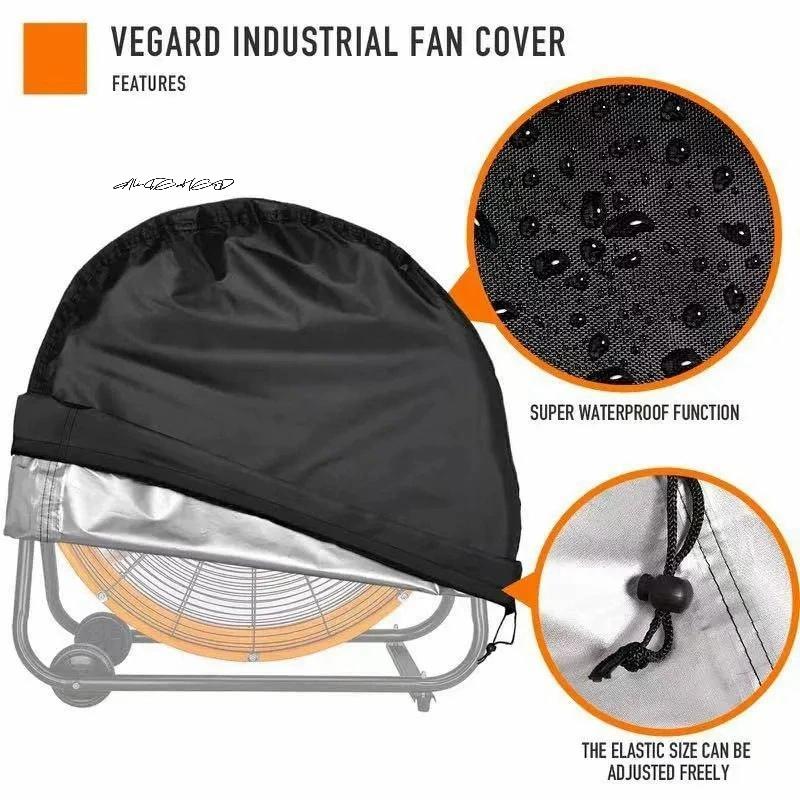 Universal Fit Industrial Outdoor Fan Cover Oxford Fabric Silver Coated Waterproof UV Dust Proof Heavy Duty Protective Case