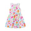 Rochie nouă de vară pentru fete, imprimeu cu fructe de desene animate, fără mâneci, fustă tip vestă, gât rotund drăguț, rochie prințesă