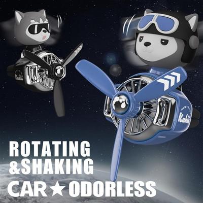 Multifunctional Car Air Freshener with Rotating Propeller and Universal Vent Clip Dog Design Aromatherapy