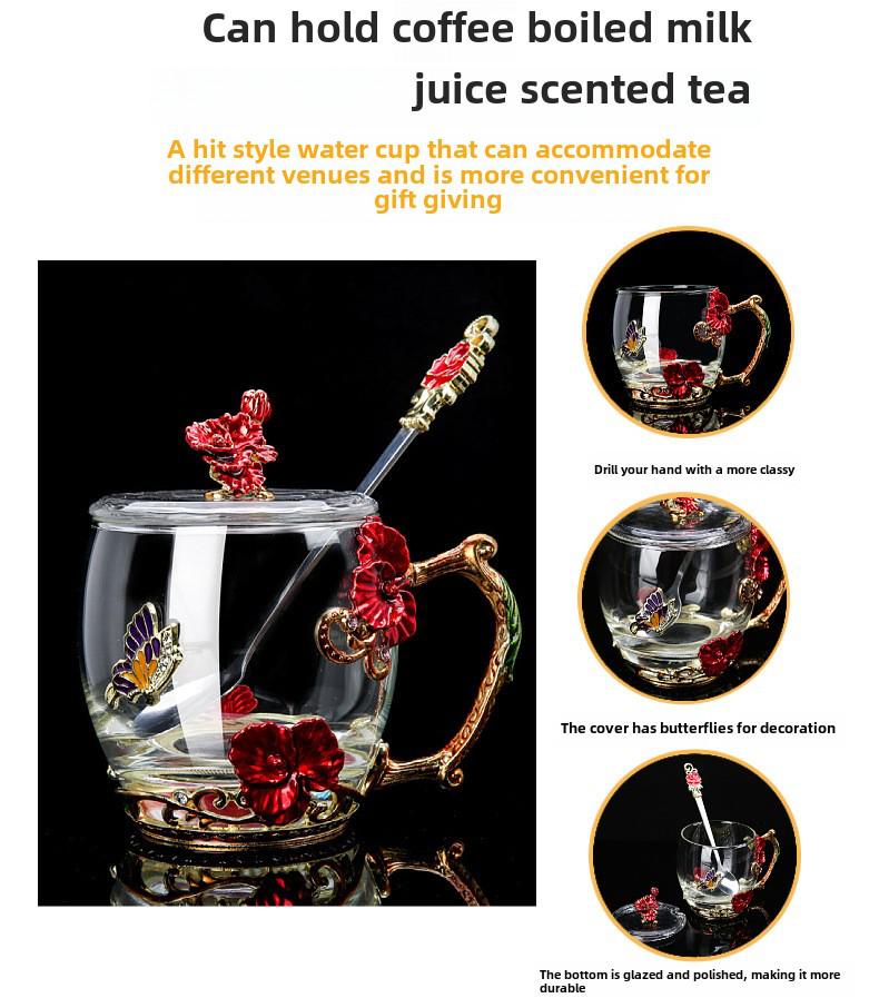 Creative Enamel-Colored Luxury Coffee & Milk Glass Cup Set for Living Room