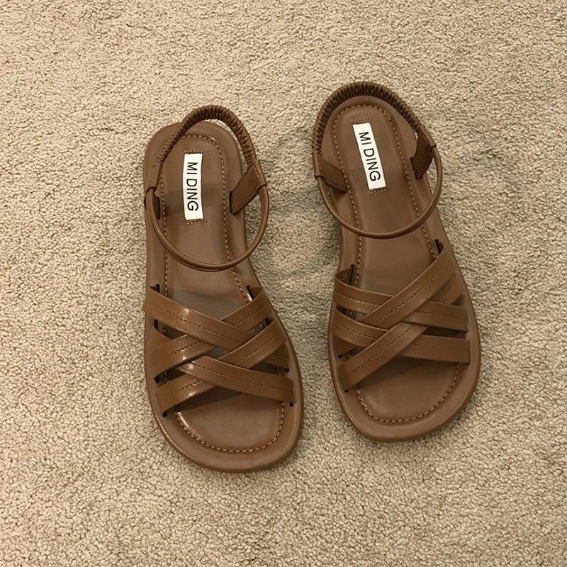 

Fashion Sandales classiques à bride affleurante pour femmes, été décontracté plat, style complexe, Rome, en soldes 35 червоно-жовто-коричневий