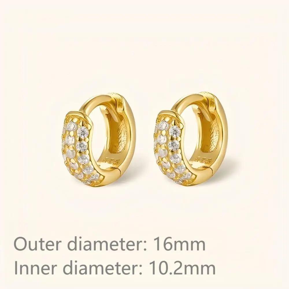 

1/3Pairs Piercing Statement Triple Paved Hoop Earrings CZ Stone Gold Color Copper Huggies Cartilage Earrings For Women Jewelry