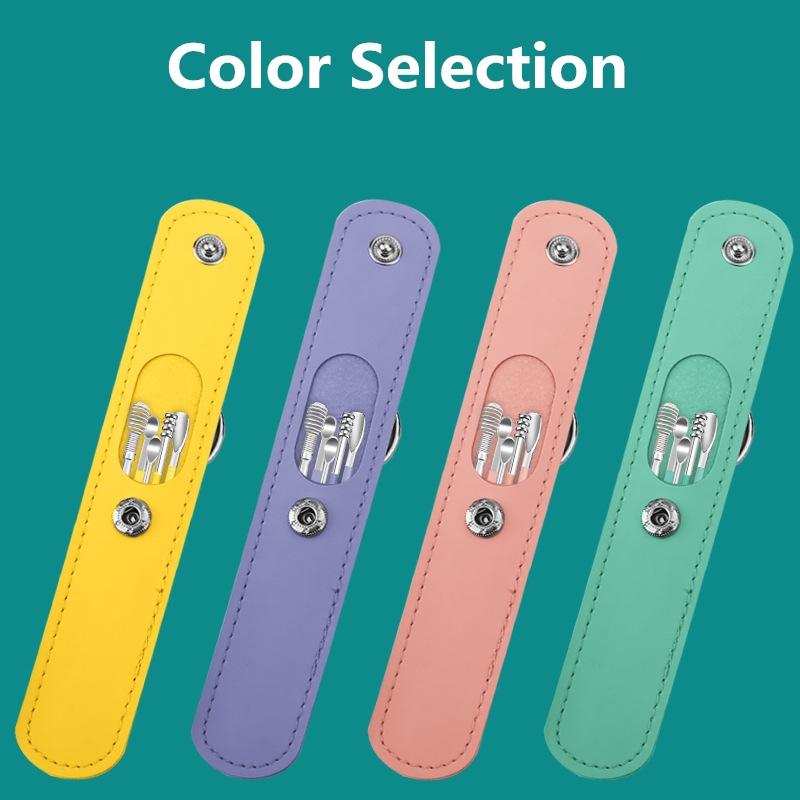 6 Stück/Set PU Lederetui Ohrlöffel Stäbchen Ohrenschmalz Entferner Ohrreiniger Reiniger Löffel Kürette Ohrschutz Wachsentfernungswerkzeug