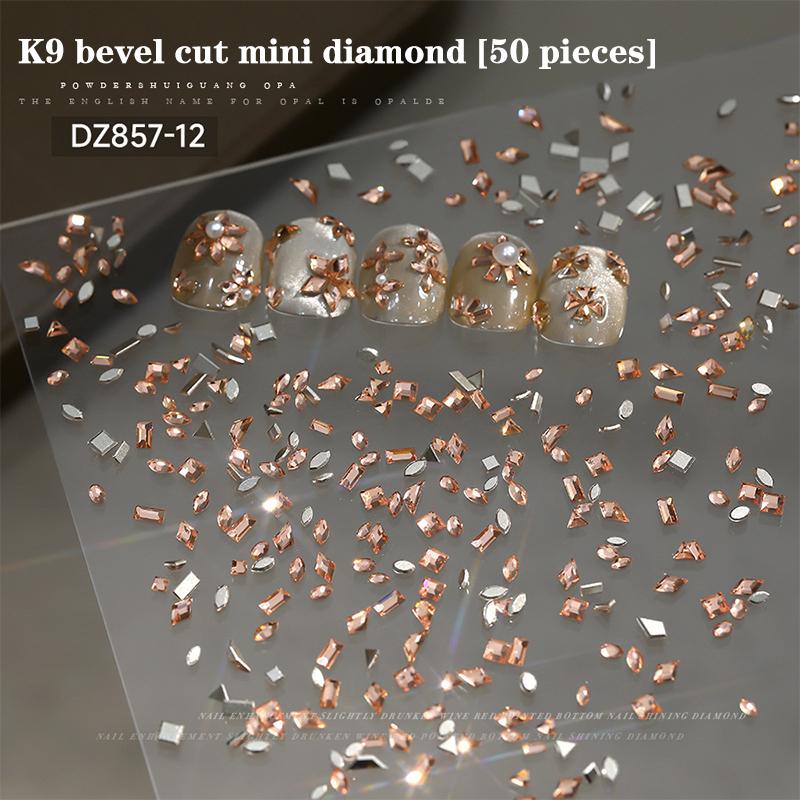 50Pcs Nail Mini Glass Charming Sparkling   Collection Mixed Color Luxury Manicure Decorations Accessories