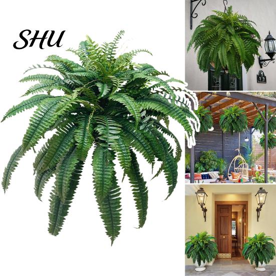 Realistic Artificial Fern UV Resistant Reusable Home Wedding Party Faux Natural-looking Greenery Plants Indoor Outdoor Garden Yard Decoration