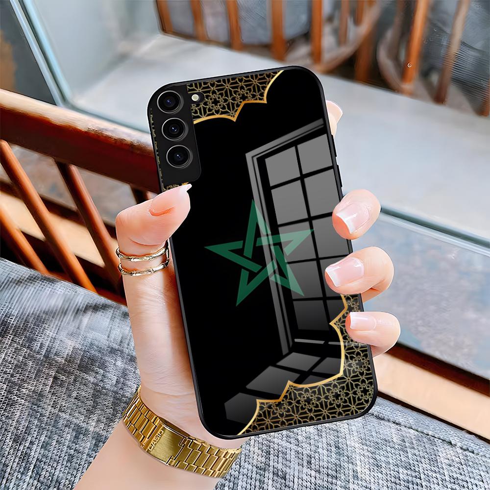 Morocco Flag Phone Case For Samsung A25 A13 A33 5G A54 A36 A35 A56 A52 A14 Shockproof Glass Cover