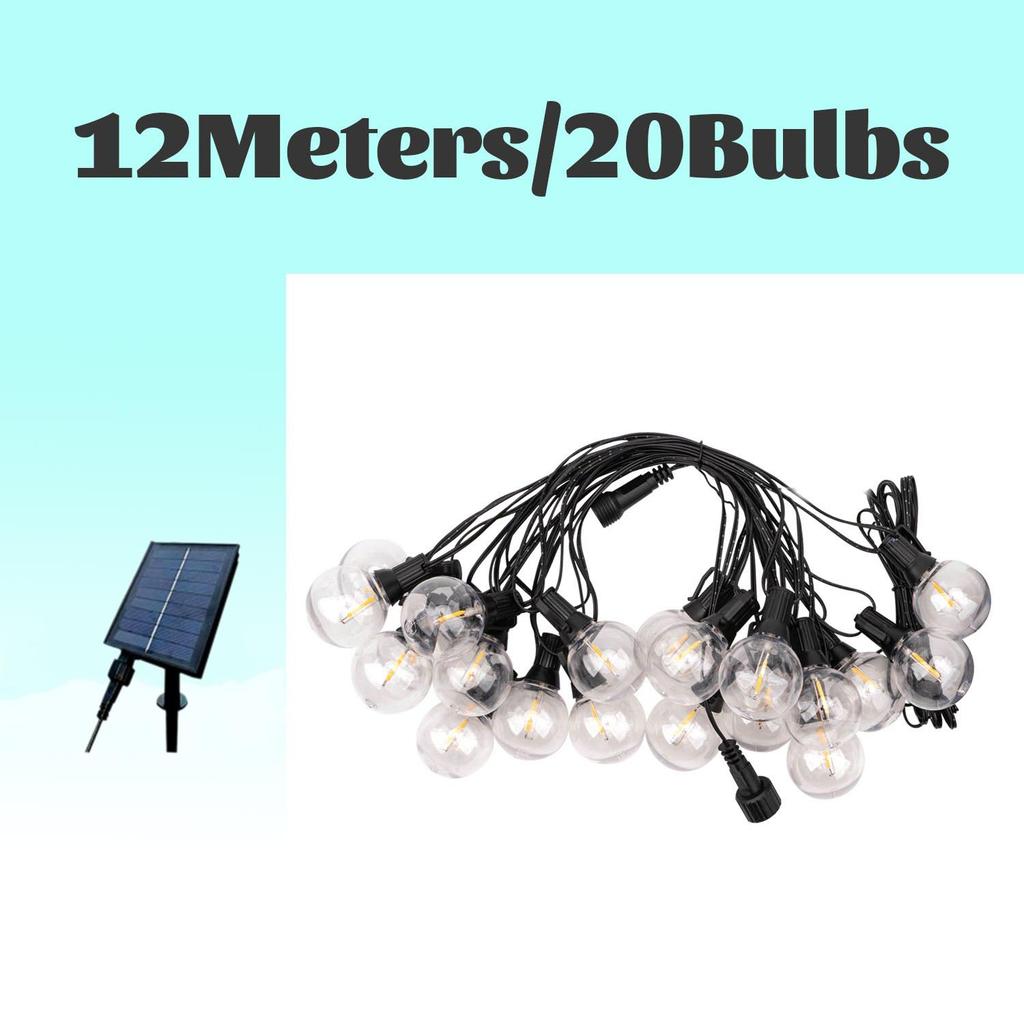 7/12M Solar Led G40 Globe Christmas Garland Street Fairy String Light Wedding Bulb Outdoor Lamp For Party Holiday Garden Light