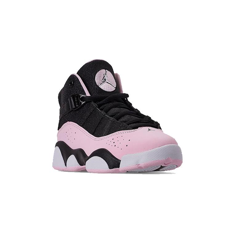 Jordan Air Jordan 6 Cushioning High top Children's Basketball Shoes Black Pink Children Aged 3 7 Years Old 323431-006