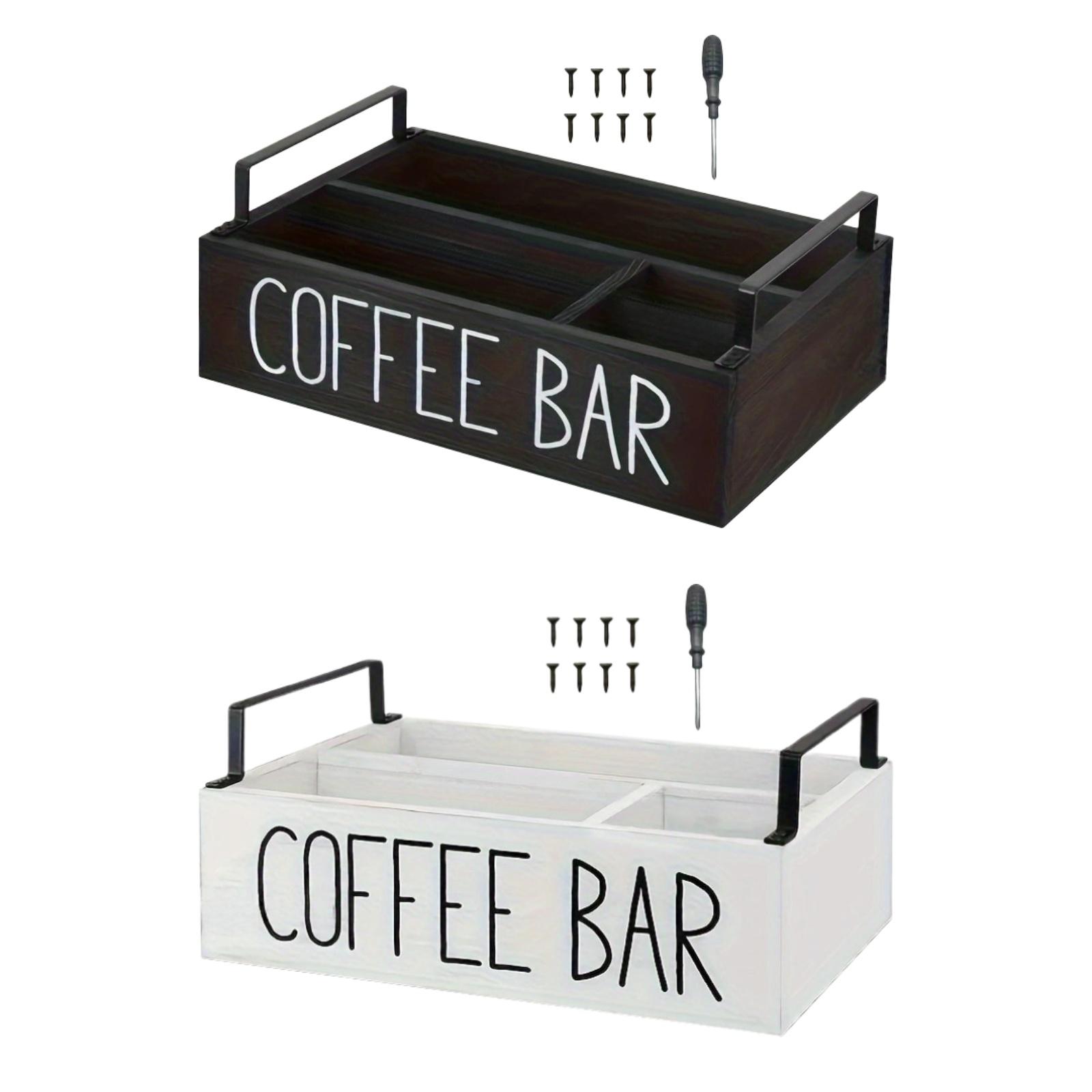 Coffee Station Organizer Wooden Bar Organizer Multifunctional for Counter Tea Shop Organizer Coffee Pod Storage for Restaurant nero