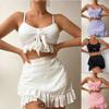2024 Women's Three-Piece Beach Bikini & Dress - Conservative European & American Style