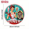 Vintage Diner Iron Metal Sign Round Wall Art Classic Restaurant Decor Home Gift