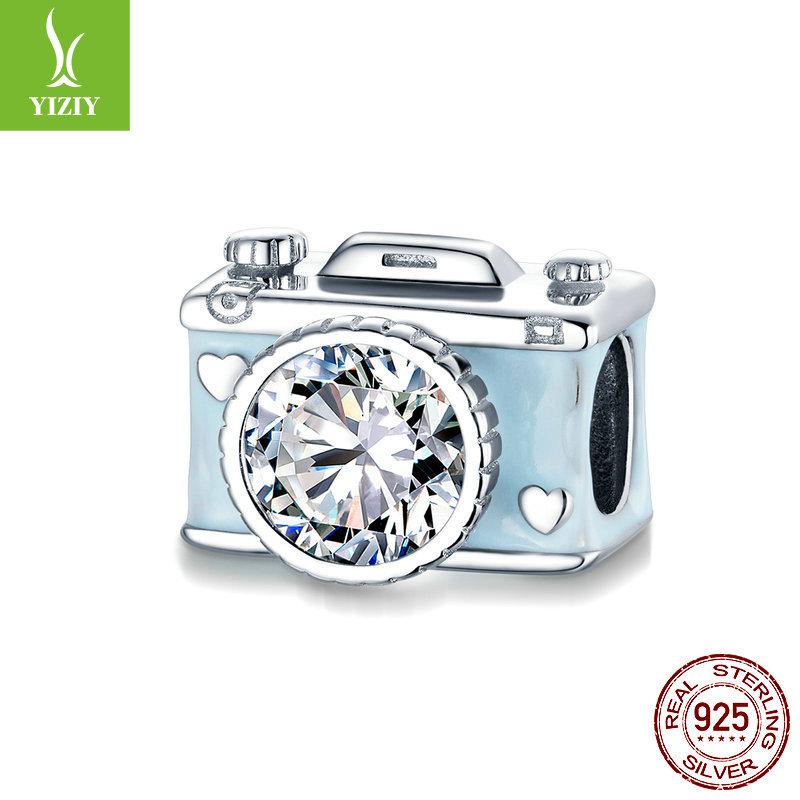 Camera S925 Sterling Silver Beads, Record Life Diamond-Set Diy Beads Bsc264