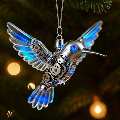 Colorful Hummingbird Christmas Ornament Xmas Tree Car Rearview Mirror Acrylic Hanging Bird