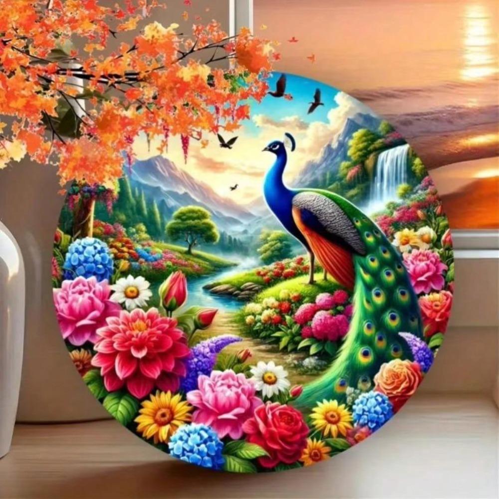 Vintage Peacock Flower Garden Wall Art Tropical Scene Metal Wall Decor