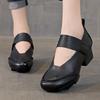 Retro Thick Heel Women Shoes Hook Loop Mary Jane Loafers Luxury 5 Cm Pumps Genuine Leather Sewn Square Heel Single Shoes