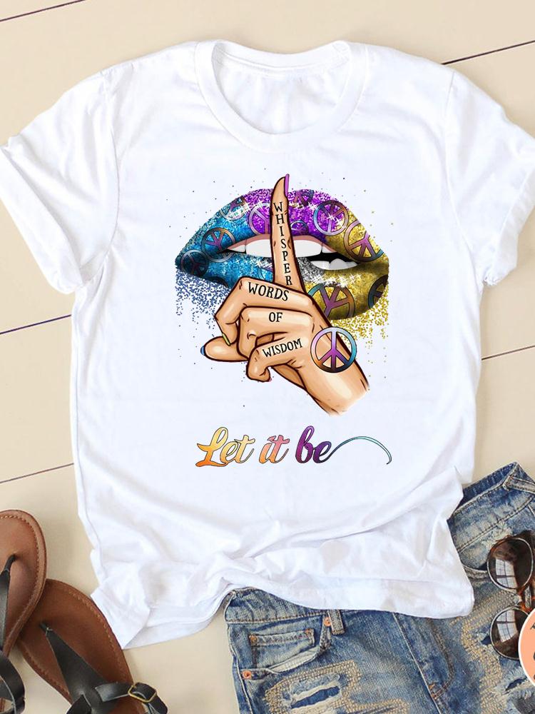 Clothing Summer Short Sleeve Watercolor Lip Sexy New Ladies Casual Unisex Fashion Graphic Tee Tshirts Female T Shirt Clothes