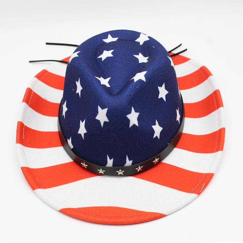 Sailor Dance American Flag Vintage Personality Western Cowboy Hat Summer Prairie Straw Top Hat Neutral Paper Straw Hat