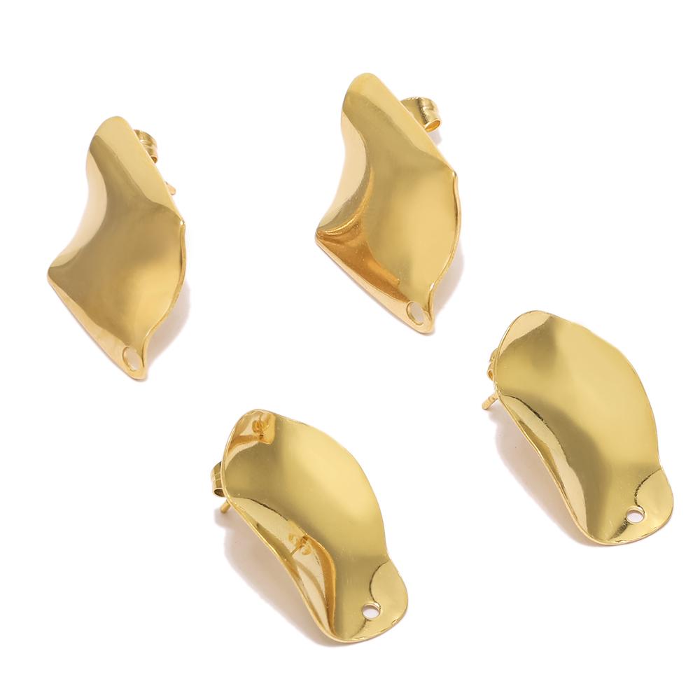 10pcs 18k Gold Stainless Steel Oval Rhombic Stud Posts for DIY Drop Earrings Charms Bulk Supplies Jewelry Making Accessories
