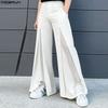 INCERUN Men High Waist Zip-up Side Mesh Patchwork Casual Flare Pants Trousers