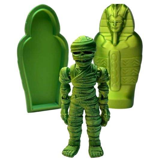 3D Printed Pharaoh Mummy Figurine Movable Joints Mummy Statue Articulated Sculpture Model Toy Home Office Desktop Decoration Ornament