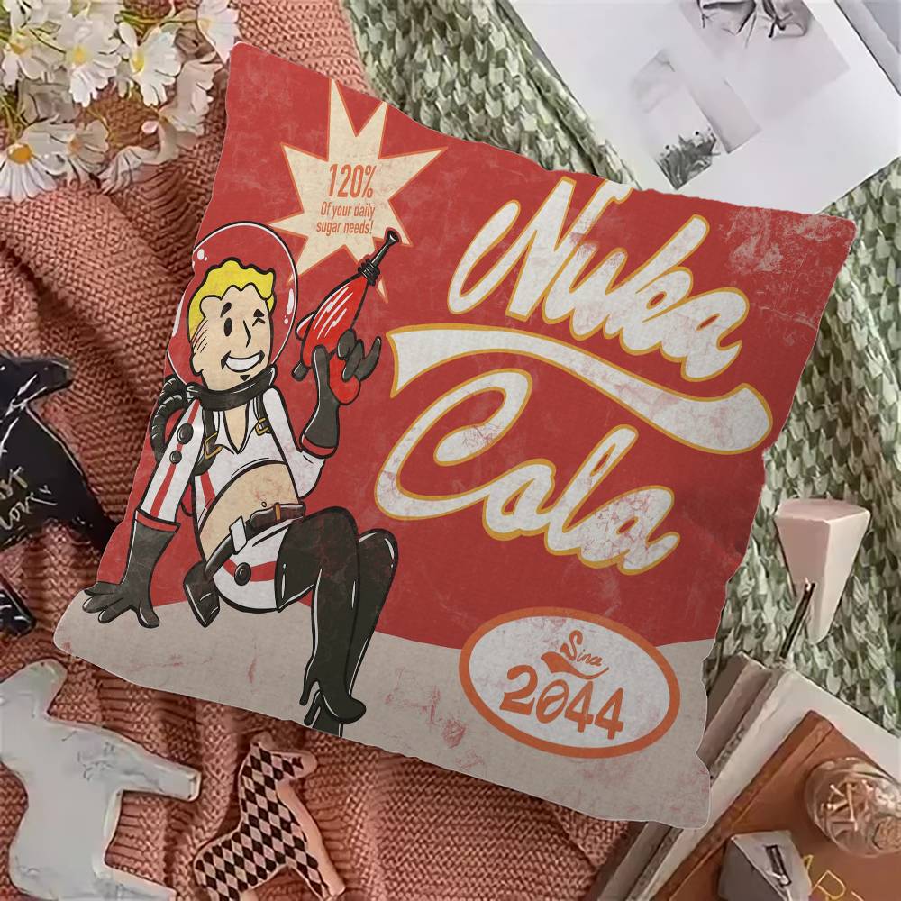 Vintage Nuka C-Cola Pillow Covers Cartoon Sofa Decorative Home Double-Sided Printing Short Plush Cute Cushion Cover