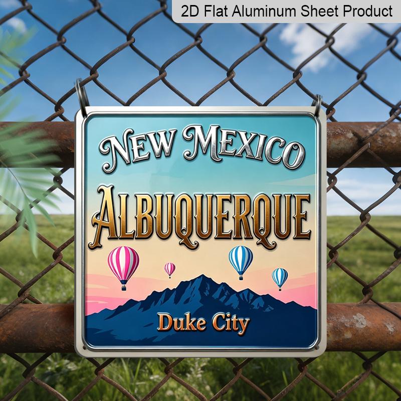 

2D Flat, 1pc, Vintage Metal Aluminum Decorative Sign, Albuquerque, Outdoor Retro Wall Art, Home Decor for Porch, Living Room, Garden, Room 20*20cm