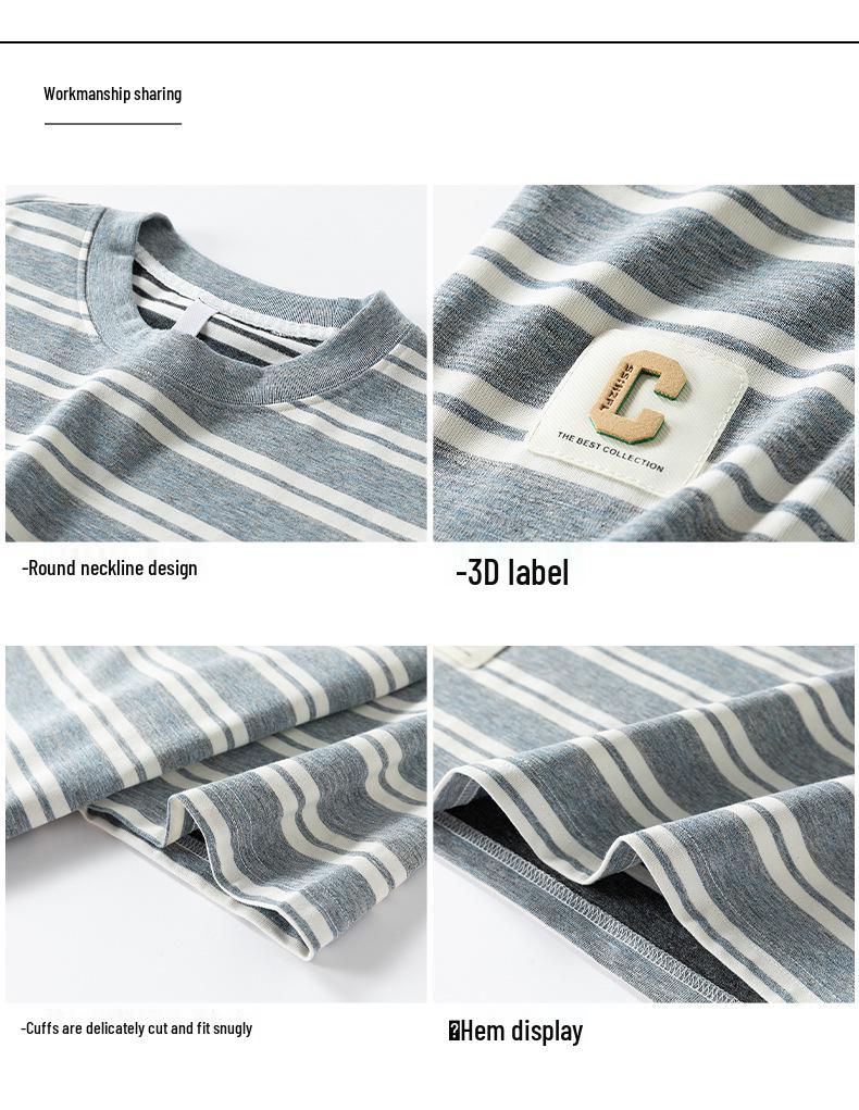Kunhai Pengyun Men's Striped Short Sleeve Summer Loose Trend Japanese T-shirt