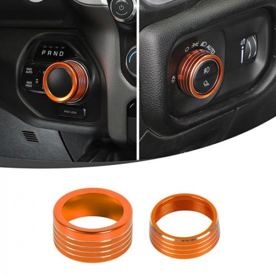 Orange Headlight & Gear Shift Switch Knob Cover Trim Ring For Dodge RAM 1500 18+