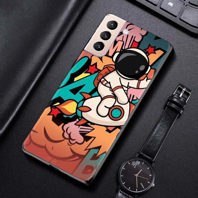 Phone Case For Samsung Galaxy S21 S20 Ultra S10 Plus Lite S21 S20 Fe 5g S10e S9 S8 S7 Edge Shell Fundas Cute Cartoon Astronaut