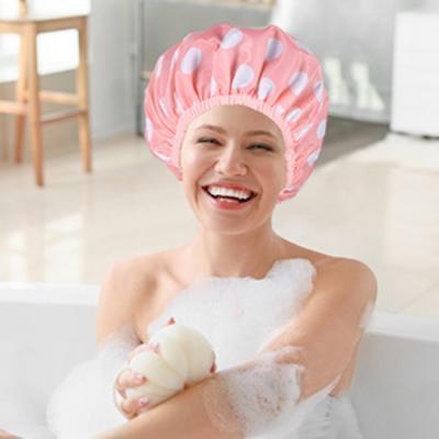 1PC Female Waterproof Shower Cap Double Layer Bath Hair Protector Sleeping Bonnet Efficient Waterproof Hair Cap Satin Bonnet