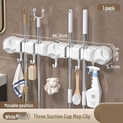 Drill-Free Wall-Mounted Mop and Broom Holder