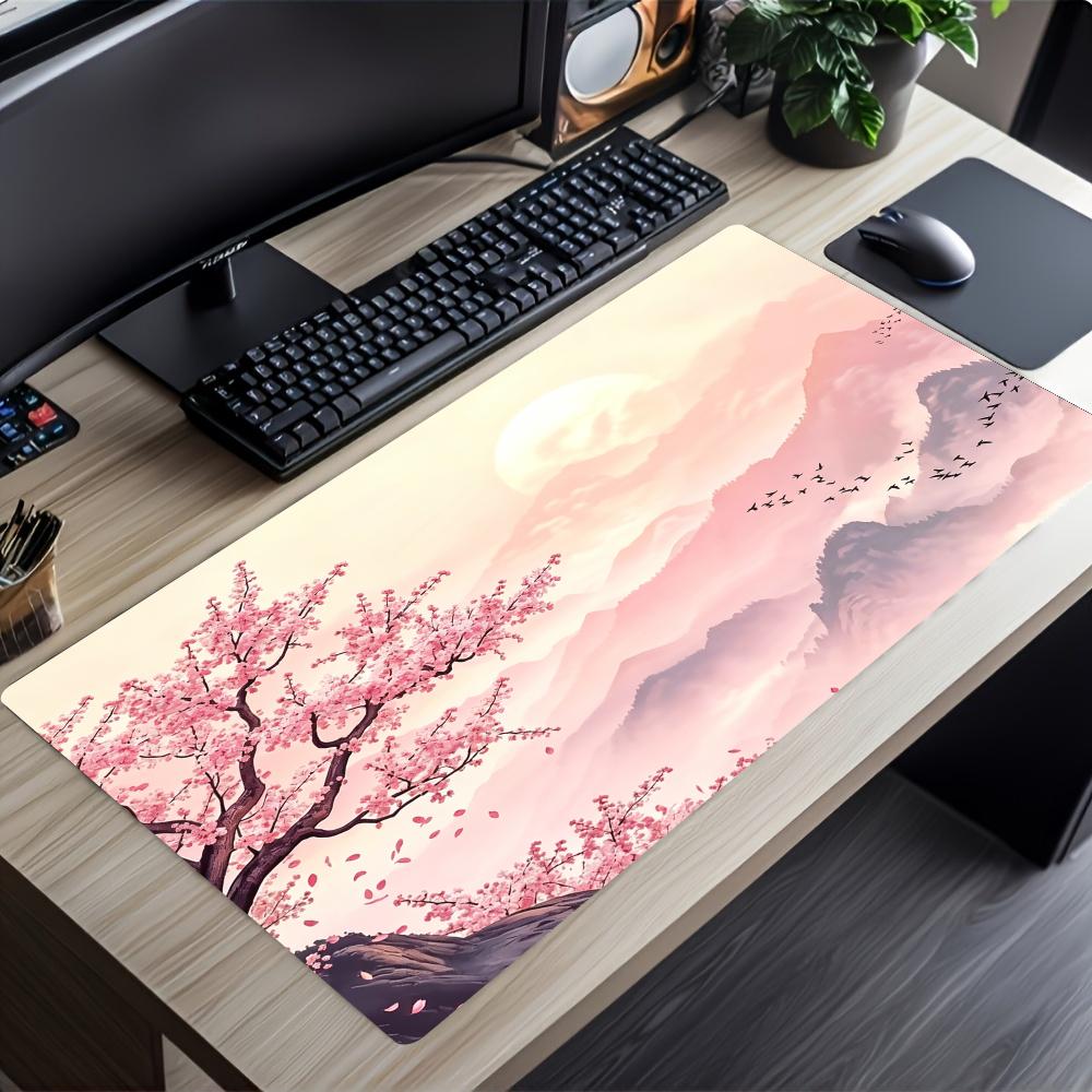 Cherry Blossom Landscape Mousepad Speed Office Desk Accessories Gaming Mats Mouse Mat Desk Pad Set Up Computer Desk Decorating