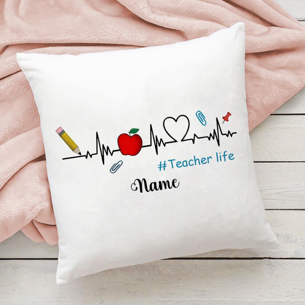 Personalised Pillow Case Custom Name Cushion Cover Teacher Life Decortion Pillowcase Theacher's Day Thanks Gifts for Teachers