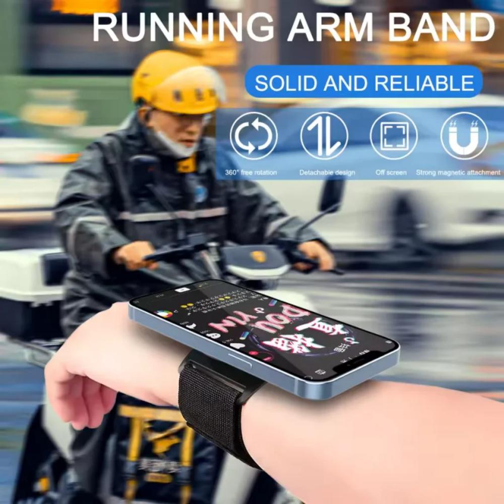 Armband Wristband Magnetic Mobile Phone Holder Wrist Strap Phone Stand Sports Bracket for All Smartphones for Cycling Hiking Gym