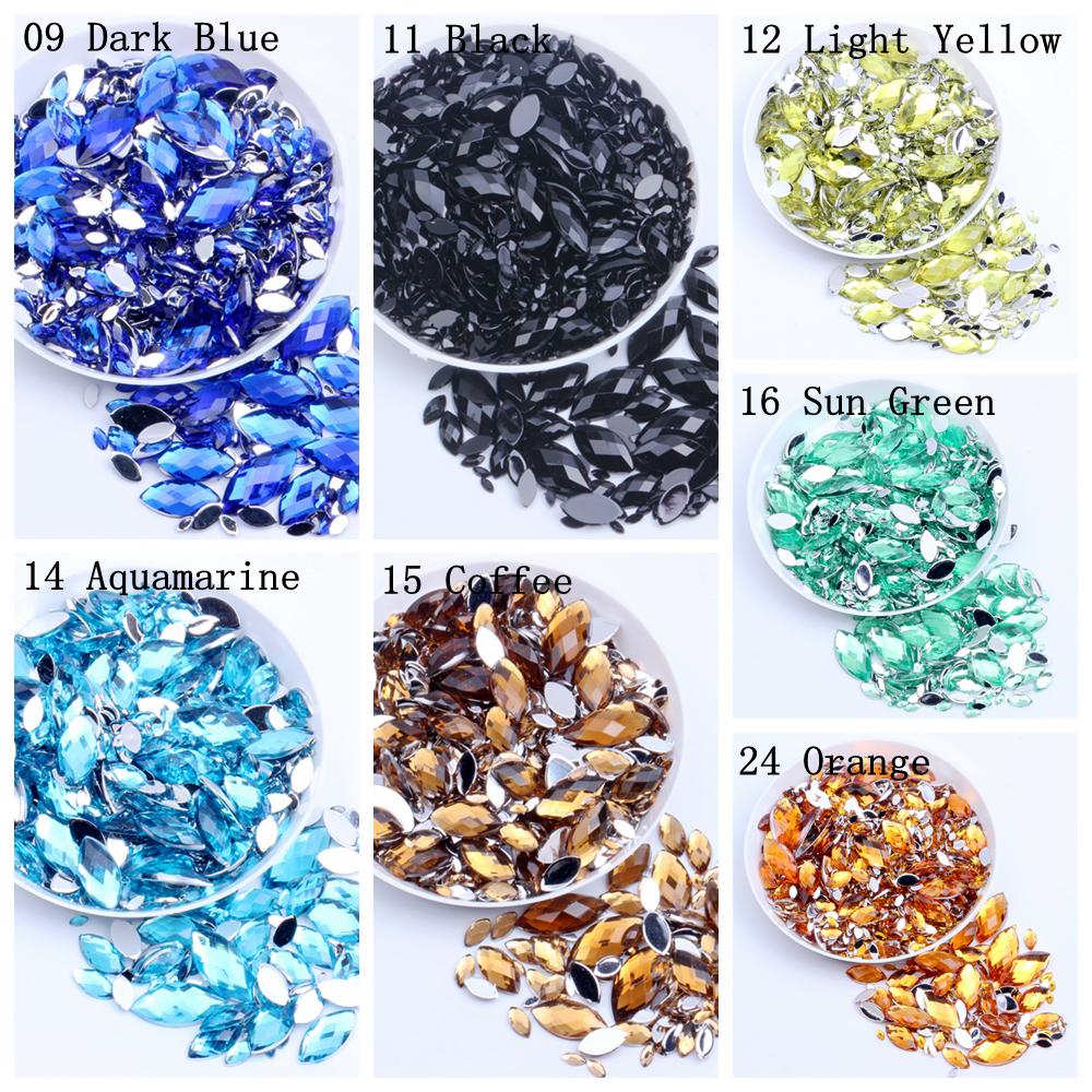 New Style Acrylic Flat Back Rhinestones for Shoes 2x4mm 10000pcs Marquise Dress Jewelry Nails Art Charms